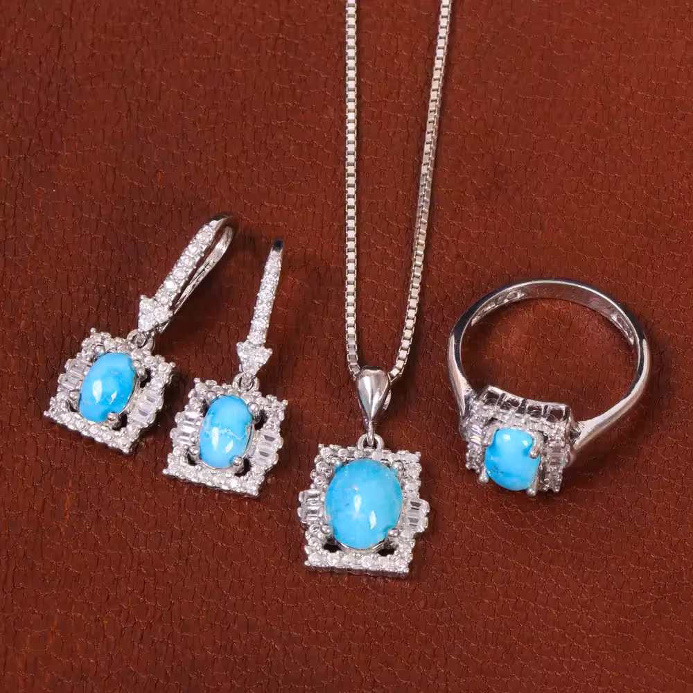 نیم ست فیروزه زنانه کد 30263 - جواهری مشاهیر
