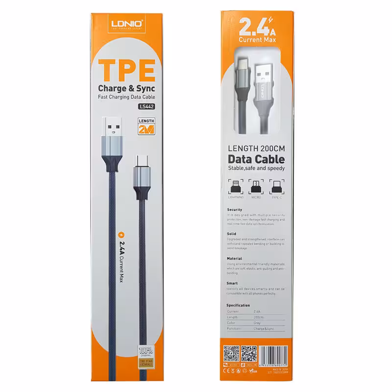 کابل شارژر الدینیو سیم گرد مدل LS442 micro