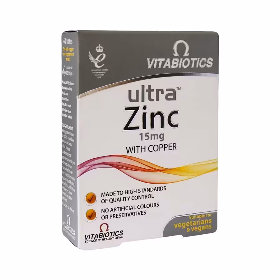 قرص اولترا زینک 15 میلی‌گرم ویتابیوتیکس | Vitabiotics Ultra Zinc 15mg Tablets