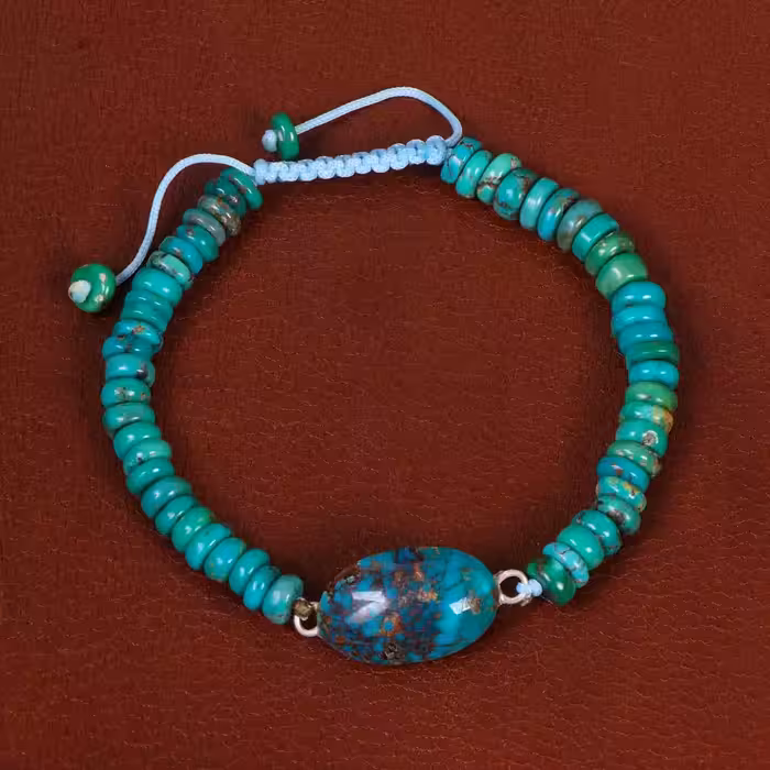 دستبند فیروزه خزامه کد 30421 - جواهری مشاهیر