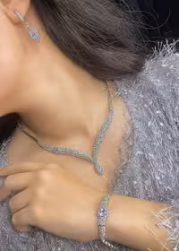 سرویس نقره فول نگین زنانه کد 60049