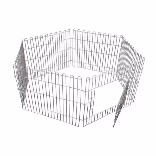 پارک محدودکننده 6 ضلعی استیل حیوانات خانگی – سایز 60×60 سانتی‌متر | مقاوم، ایمن و مناسب برای همه نژادها