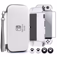VGBUS 7-in-1 Accessory Case for Nintendo Switch OLED – White/Black