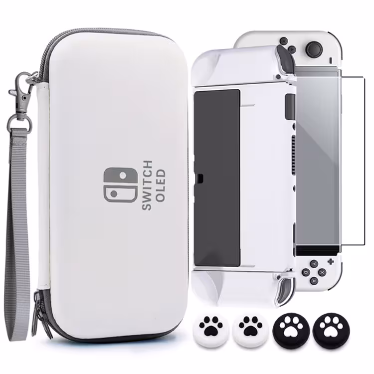 VGBUS 7-in-1 Accessory Case for Nintendo Switch OLED – White/Black