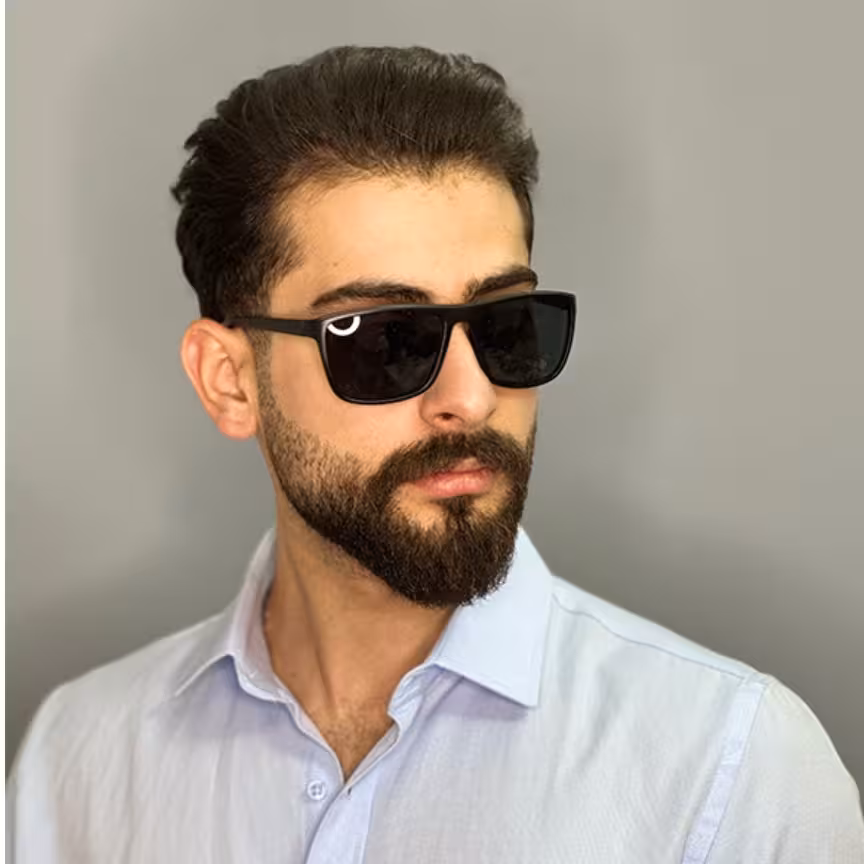 عینک آفتابی اورجینال مردانه پرادا مشکی پلیسی

