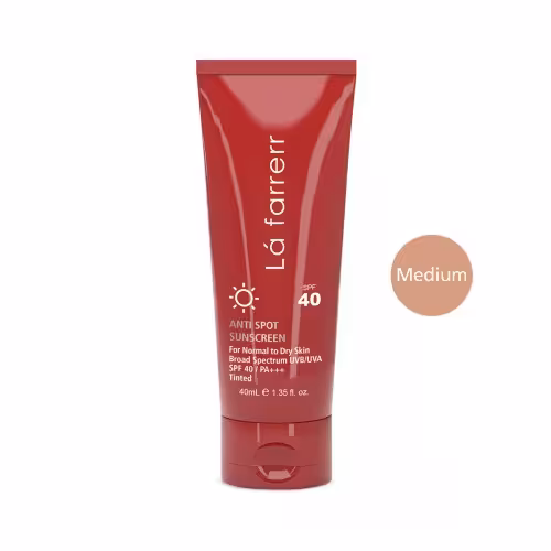 کرم ضد آفتاب و ضد لک رنگی لافارر مخصوص پوست های خشک و معمولی رنگ متوسط SPF40