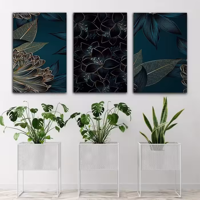 تابلو شاسی 3 تکه طرح آرایش چهره آفریقایی و گل و پروانه کد 53309