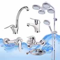 ست 6 عددی شیرآلات برند آیدا صنعت مدل قهرمان | شیر ظرفشویی   روشویی   حمام   توالت   علم دوش هلی شاتی   شلنگ توالت | کروم براق