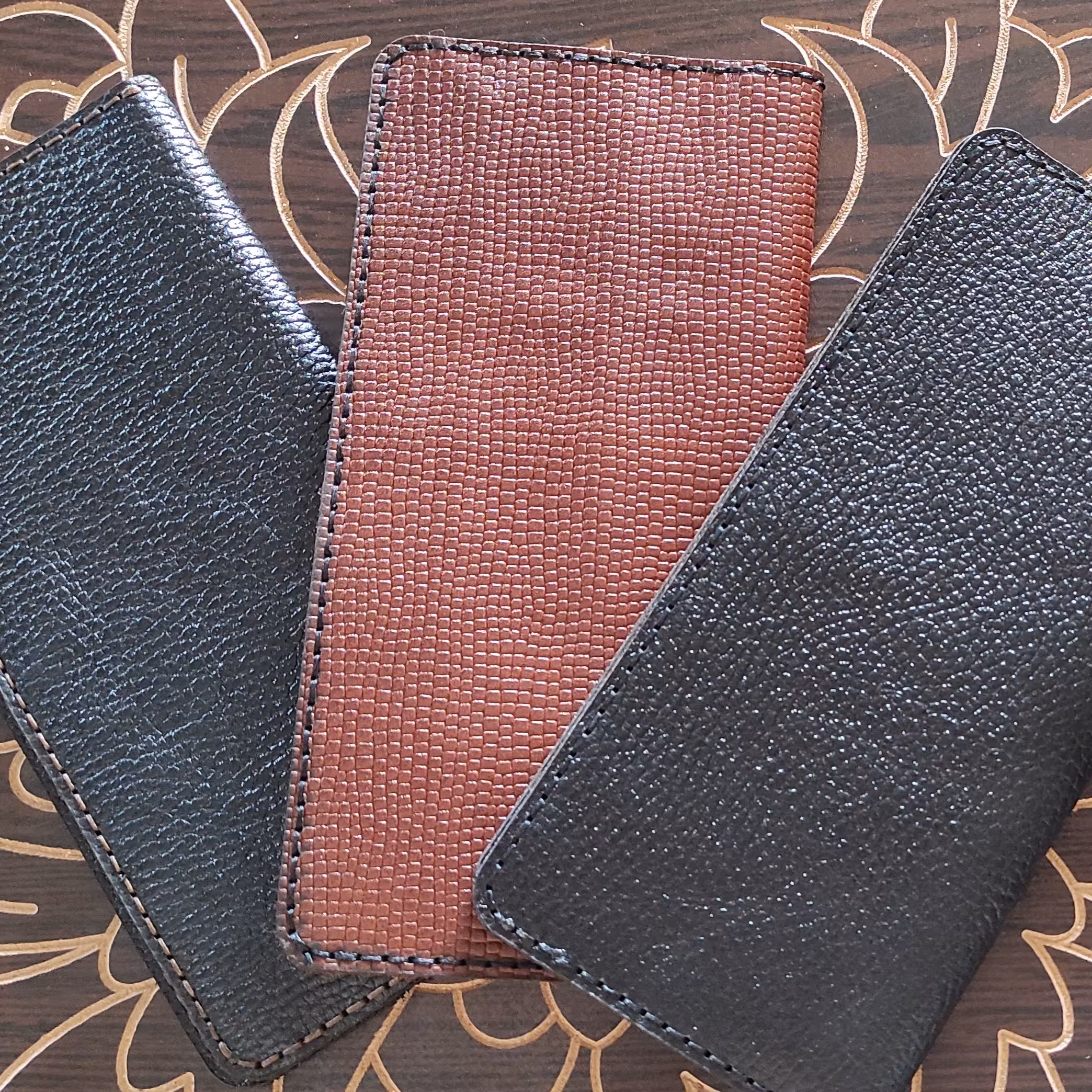 کیف پول کتی چرم طبیعی دست دوز 