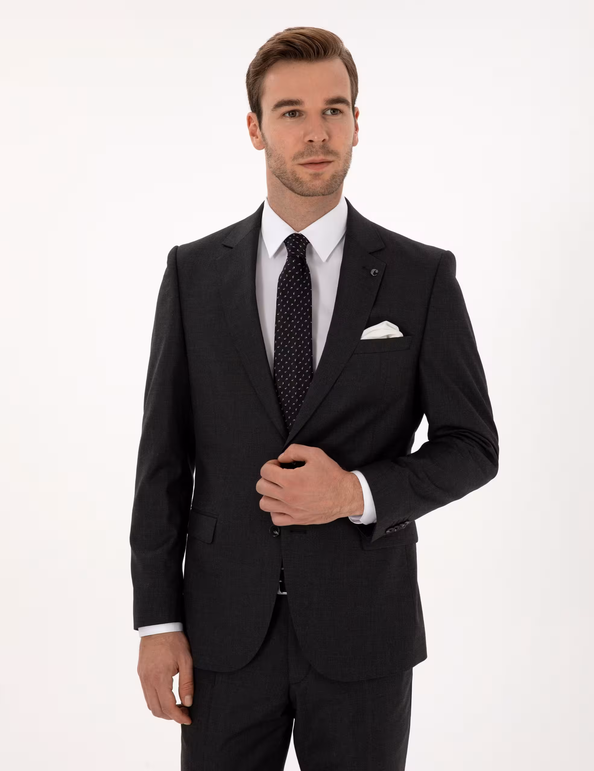 کت و شلوار مردانه خاکی ملانژ کاشارل