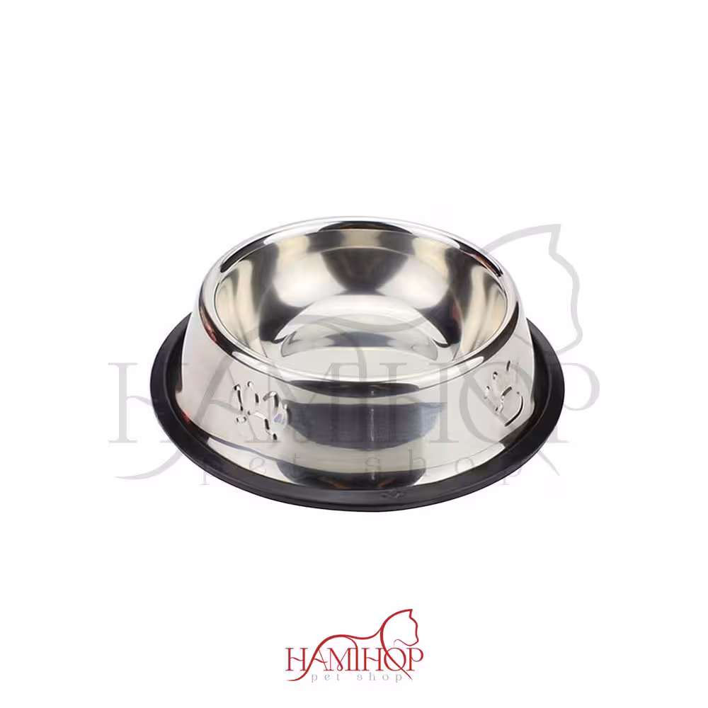 ظرف آب و غذای سگ و گربه سایز 5 مدل استیل طرح پنجه – Nunbell Pet Stainless Colored