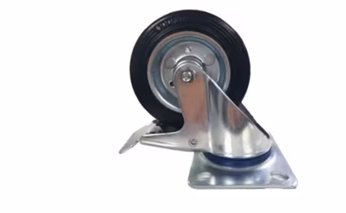 چرخ ورقی مشکی UK گردان ترمزدار قطر 100 میلی متر