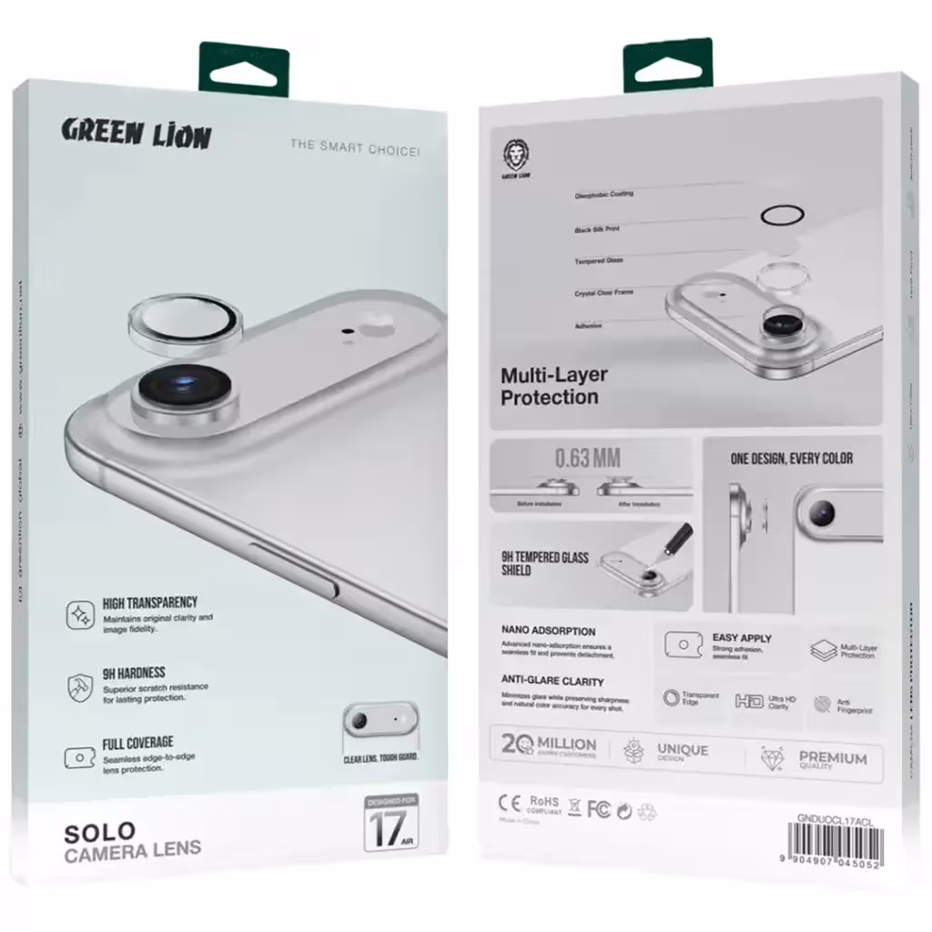 محافظ لنز دوربین شفاف سولو آیفون 17 ایر گرین Green Lion Solo Camera Lens for iPhone 17 Air