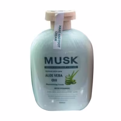 کرم مرطوب کننده دست و پا MUSK عصاره روغن آلوئه ورا ALOE VERA Oil حجم 300 میلی لیتر