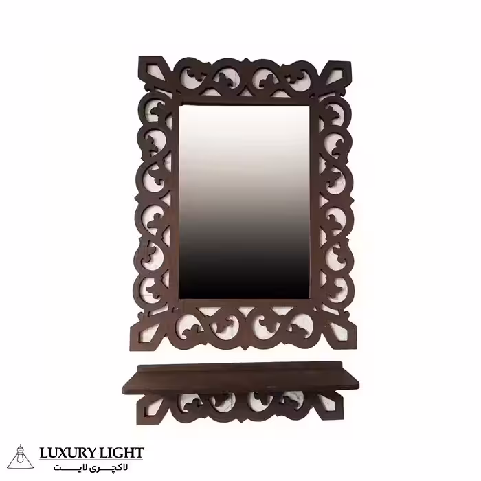 آینه دیواری مدل یاقوت به همراه شلف دیواری