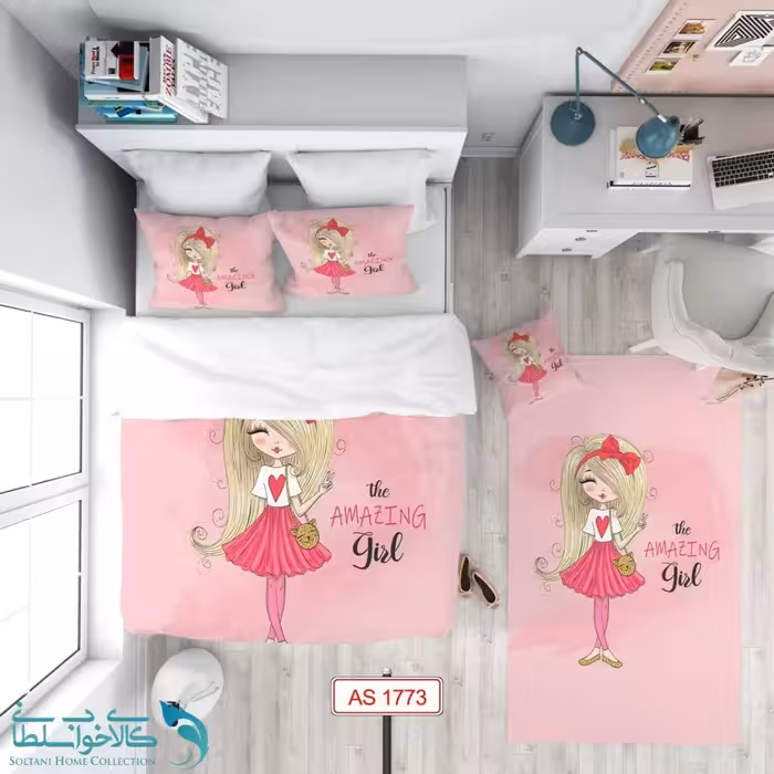 روتختی طرح دامن صورتی سایز یکنفره کد A1773