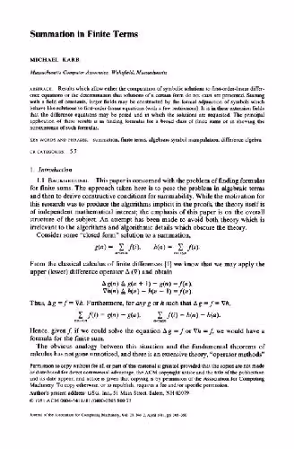 خرید و دانلود نسخه کامل کتاب Summation in finite terms 1981
