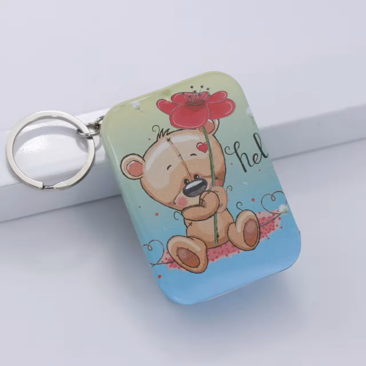 سرکلیدی کیف هندزفری فلزی 6 سانتی خرس پسر و تک گل 30927