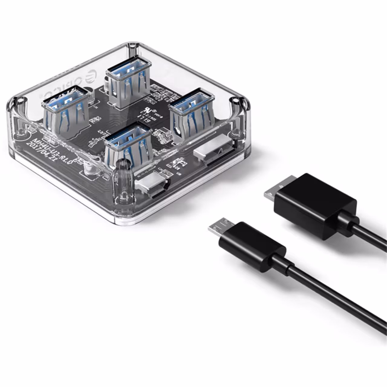 هاب USB 3.0 چهار پورت طرح شفاف اوریکو مدل MH4UC-U3