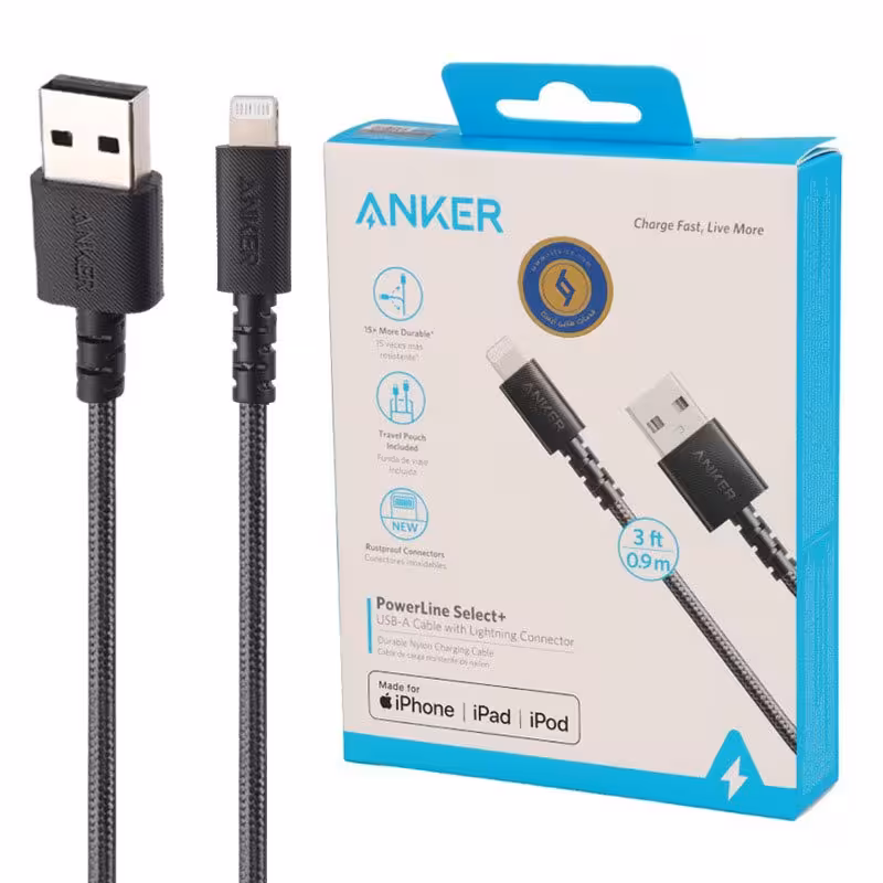 کابل شارژ لایتنینگ انکر مدل A8012H به طول 0.9 متر