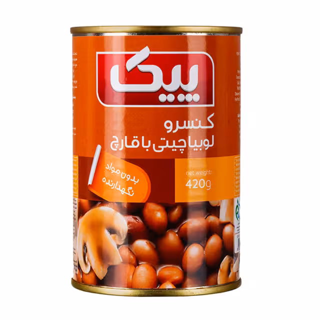 کنسرو لوبیا چیتی با قارچ پیک 420 گرمی