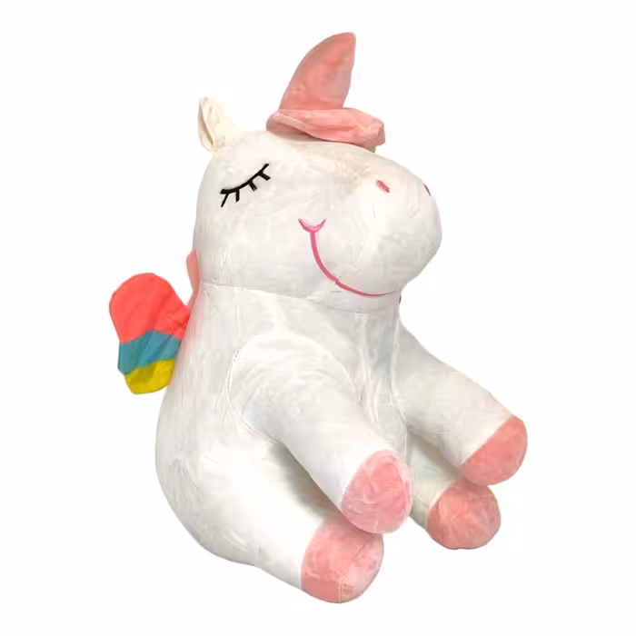 عروسک يوني کرن نشسته چشم بسته سايز 50 سانتي متر