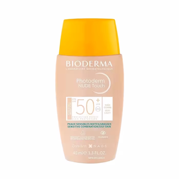 فلوئید ضد آفتاب نود تاچ بایودرما رنگ وری لایتPhotoderm NUDE Touch SPF 50  Very Light Color