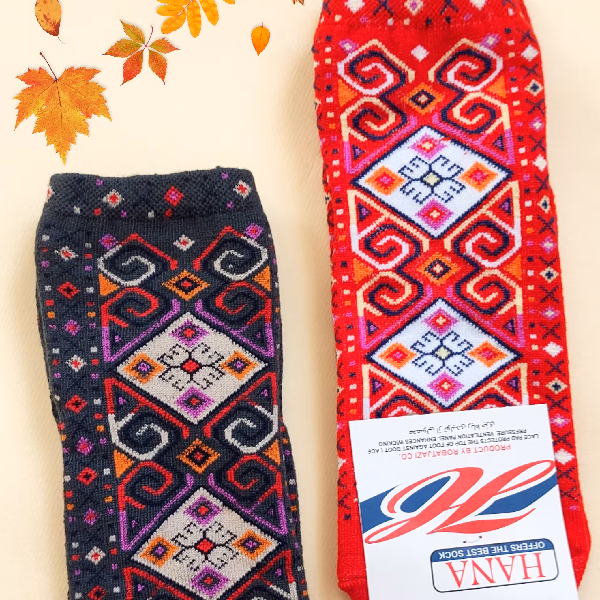 جوراب ساقدار گرم با طرح سنتی مناسب فصل در دو رنگ
