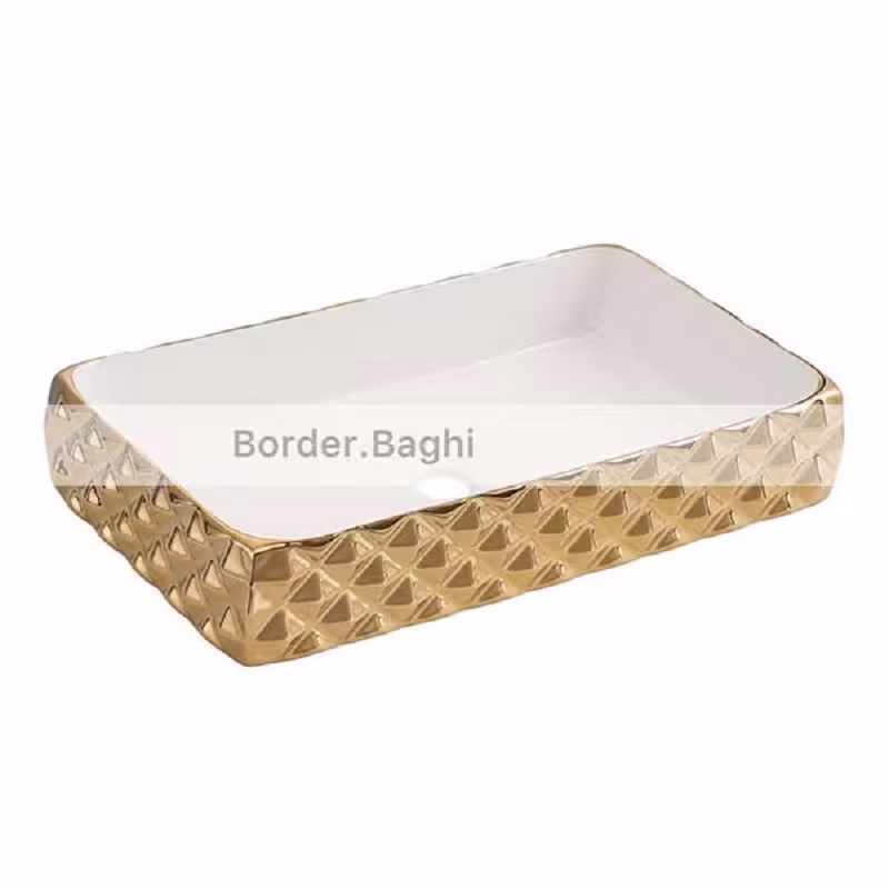 کاسه روشویی مدل سفید طلایی الماسی