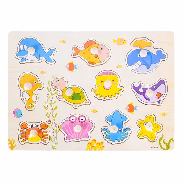 پازل چوبی پین دار حیوانات دریایی