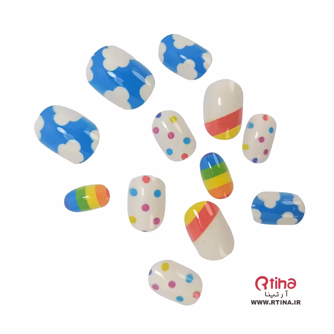 ناخن مصنوعی دخترانه شیک کوتاه (6طرح-12 عدد)