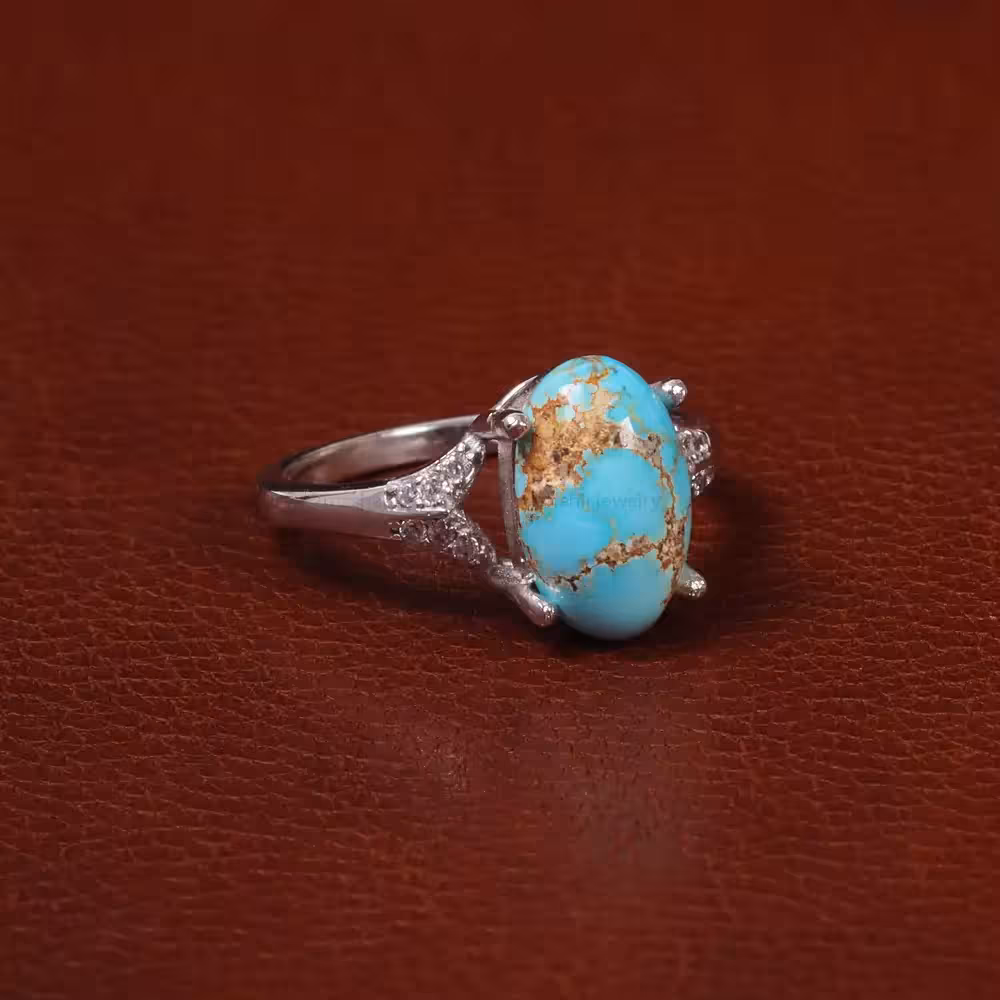 انگشتر فیروزه شجری زنانه کد 30816 - جواهری مشاهیر