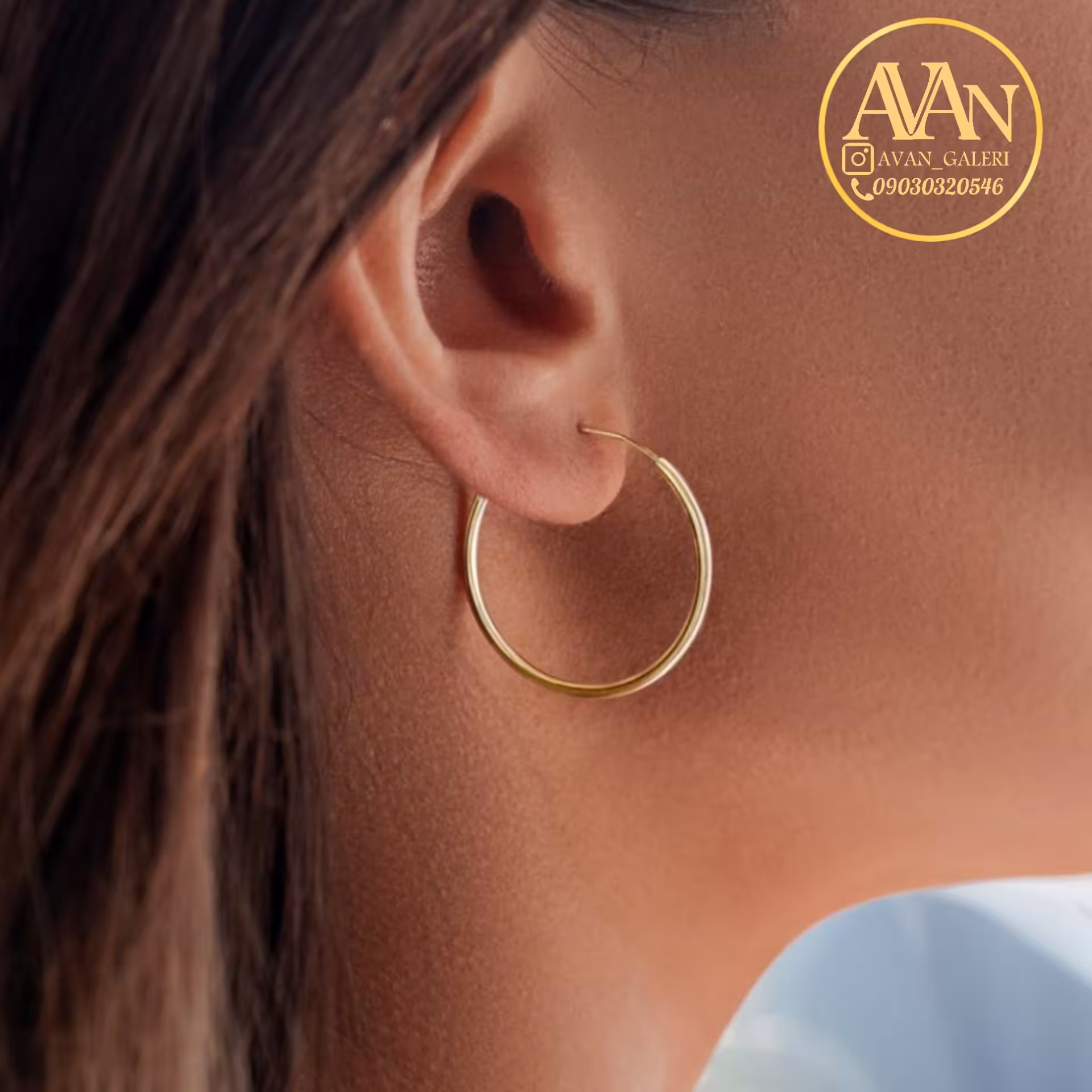 گوشواره حلقه ای استیل طلایی 2.4 میل رنگ ثابت باضمانت 