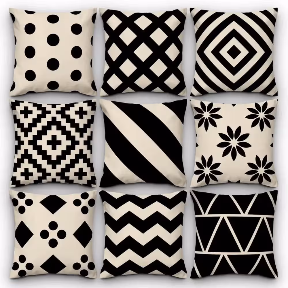 کاور کوسن کد 45 (ست مشکی و کرم)