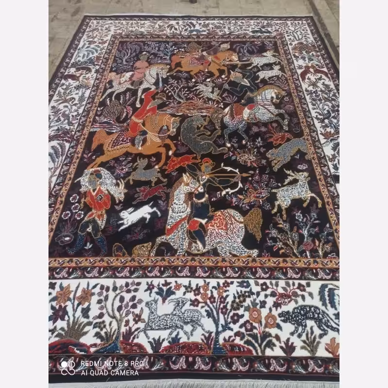 فرش ماشینی 12متری اقتصادی کاشان نقشه شکارگاه(ارسال رایگان)