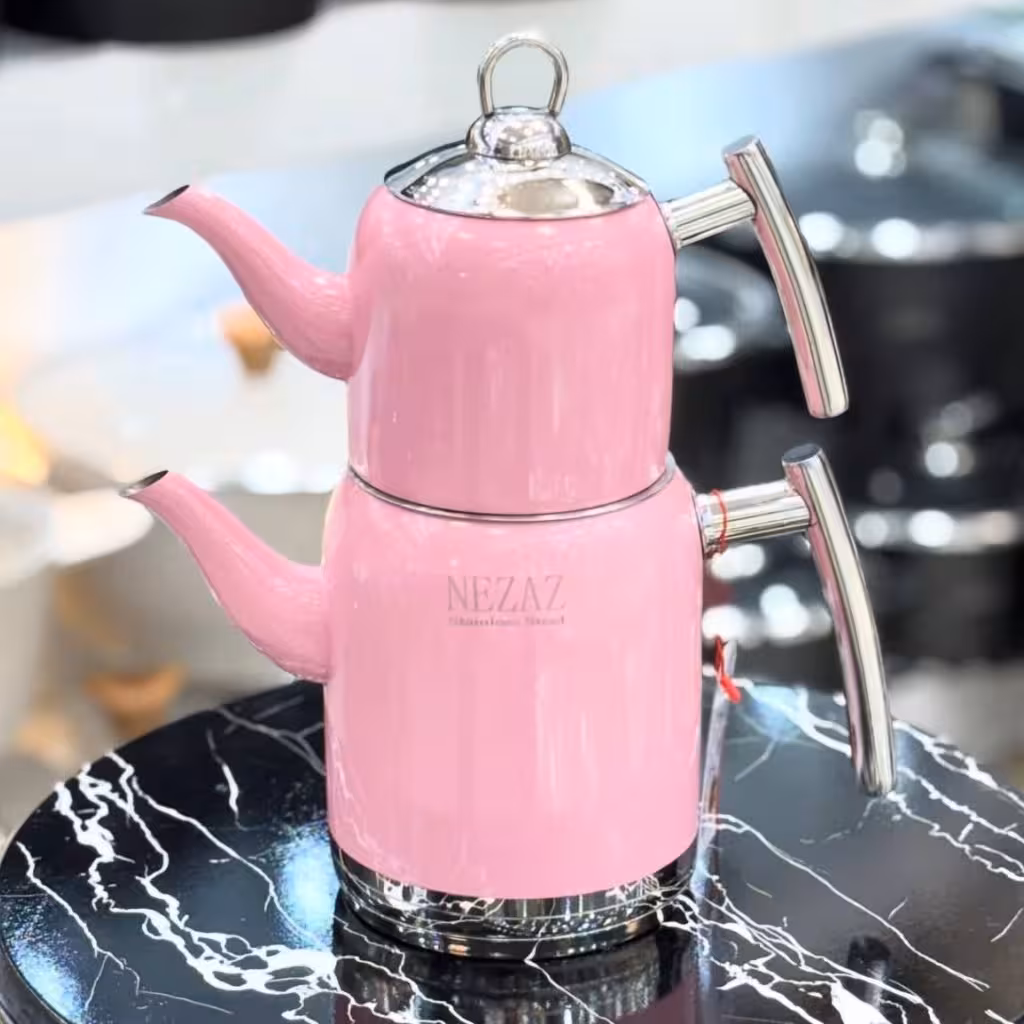 کتری قوری استیل نزاز صورتی