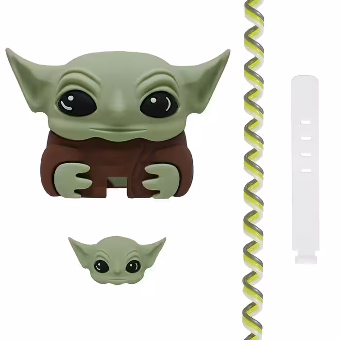 محافظ کابل وال کیس طرح بیبی یودا به همراه محافظ شارژر دیواری 25 وات سامسونگ مجموعه 4 عددی