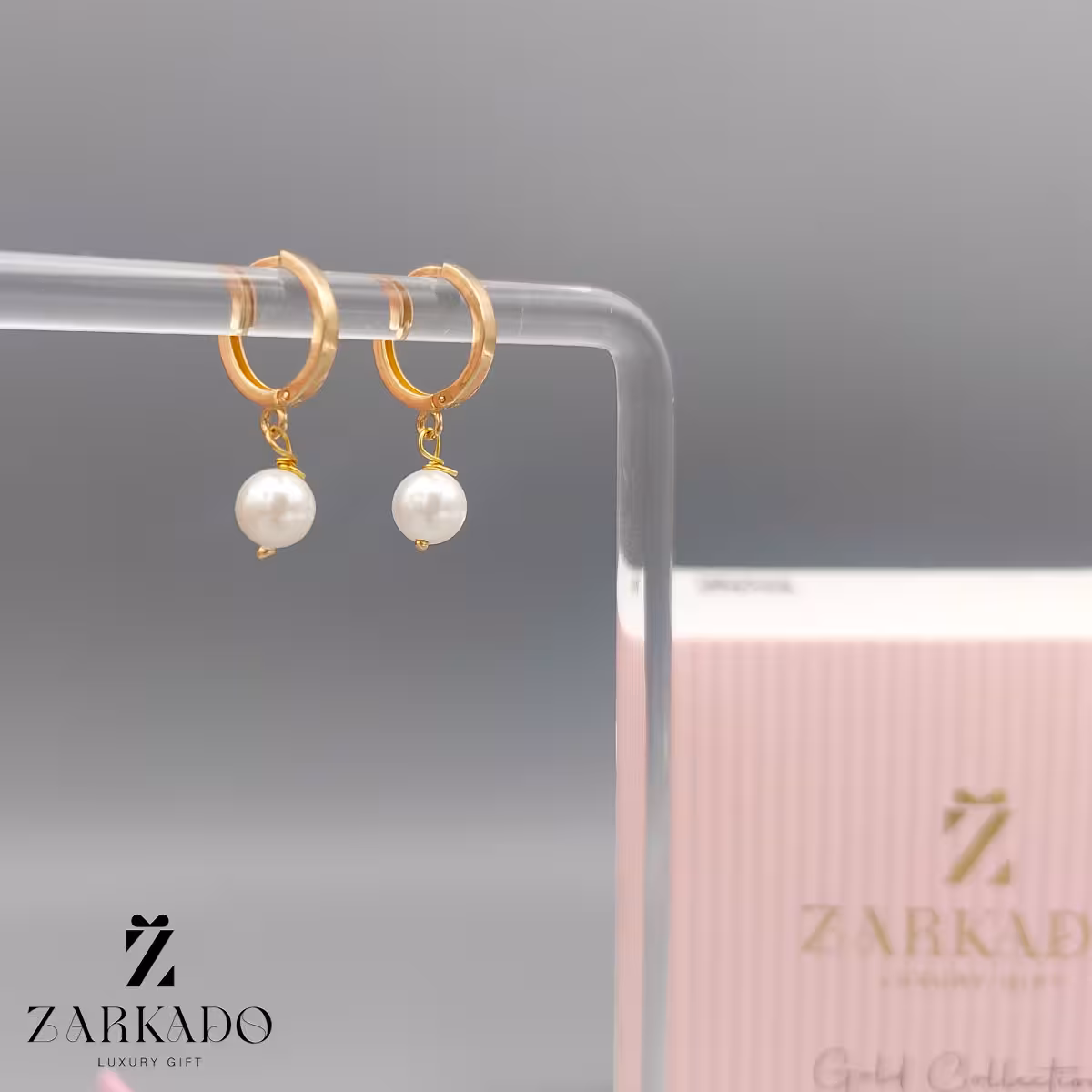 گوشواره حلقه ای طلا با آویز مروارید کد E18204
