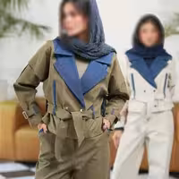 ترنچ کت و شلوار زنانه کتان کجراه مدل دلینا ترک