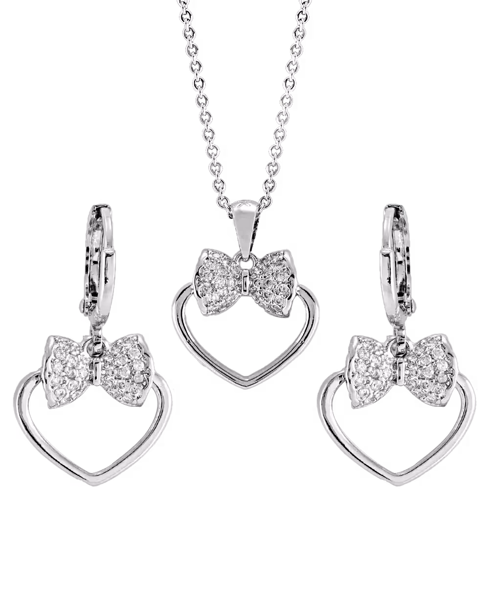 نیم ست زنانه نقره روس طرح قلب مدل 1481