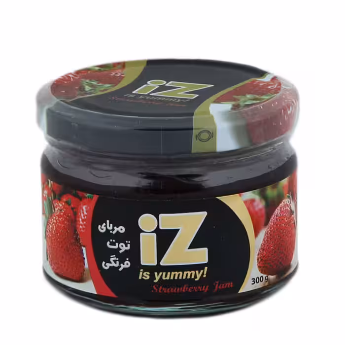 مربا توت فرنگی شیشه ای ایز 300 گرمی