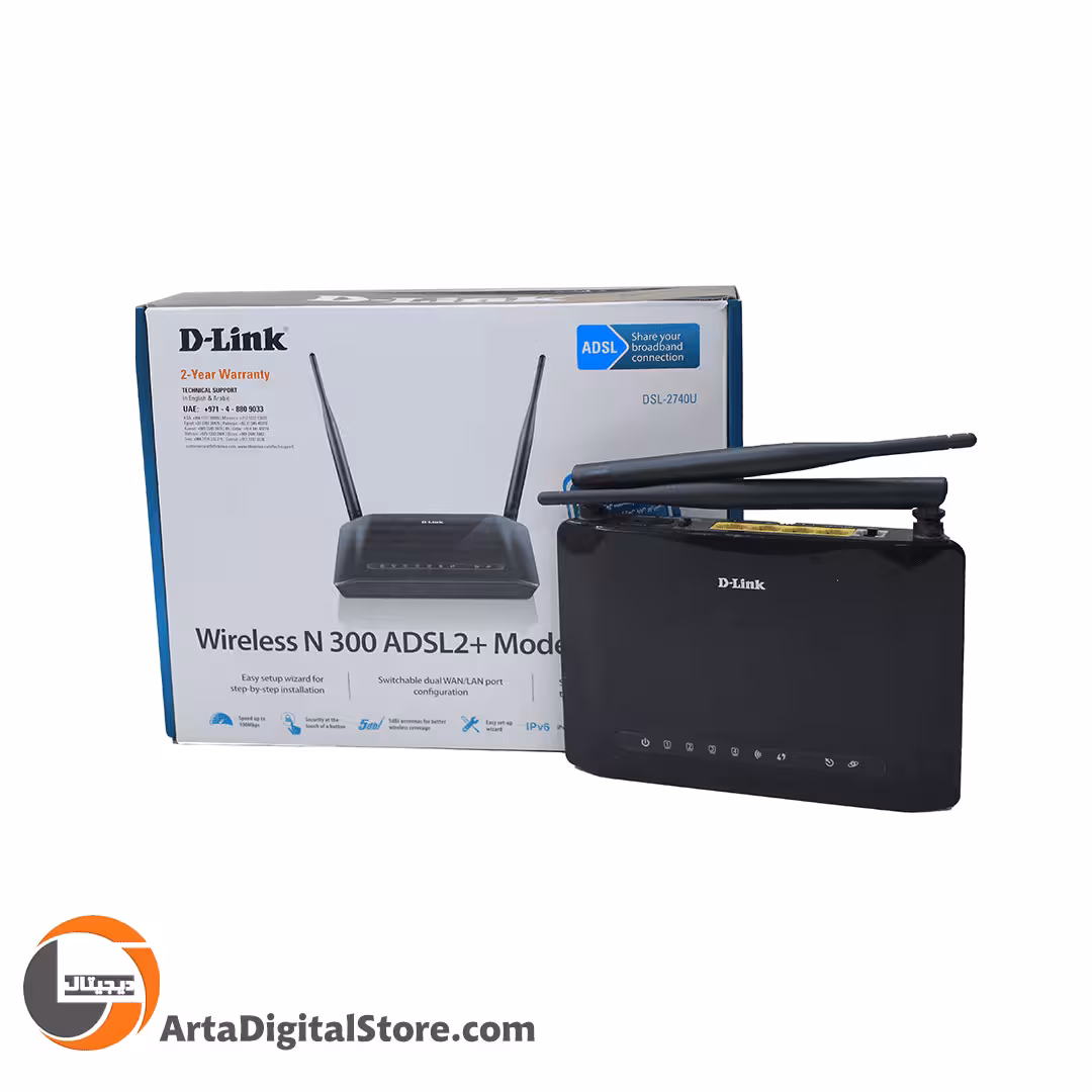 مودم روتر دی لینک D-Link DSL-2740U N300 Black