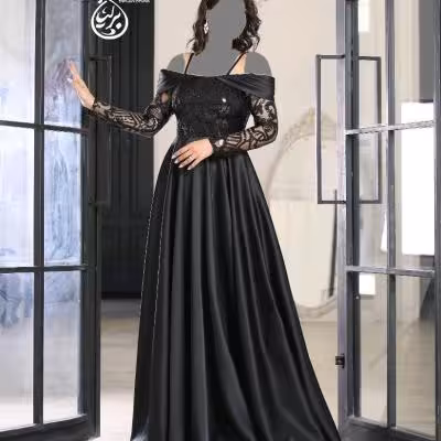 پیراهن مهمانی زنانه پولک ترک و ساتن مدل مجلسی ساحل
