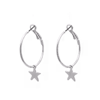 گوشواره حلقه‌ای آویز ستاره استیل