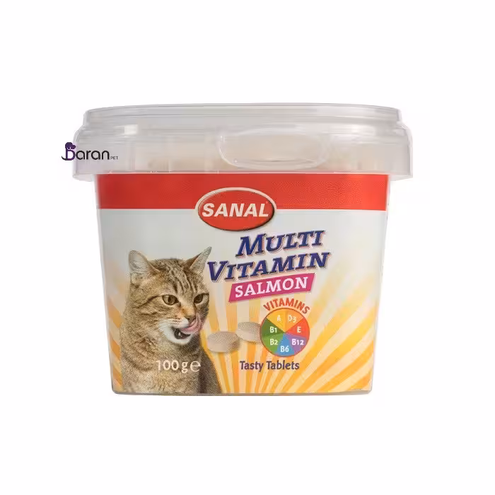 مکمل غذایی کاسه ای مولتی ویتامین گربه سانال حاوی کلسیم (100 گرم)
