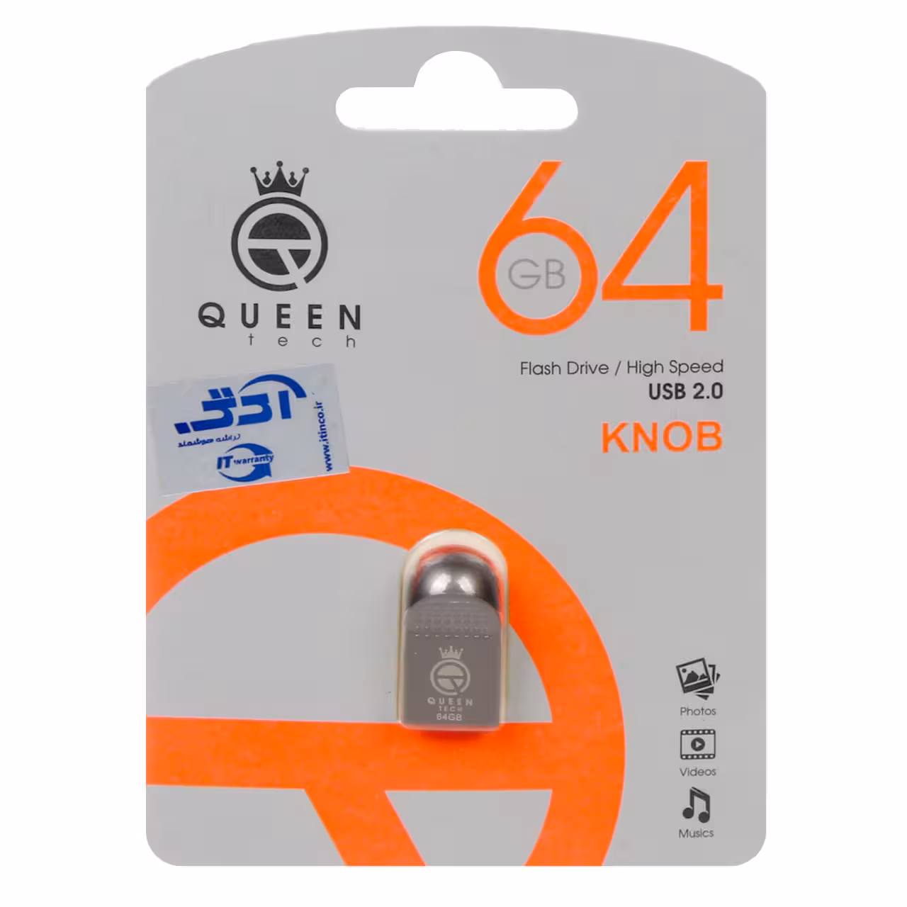فلش مموری Queen Knob USB2.0 Flash Memory-64GB مشکی