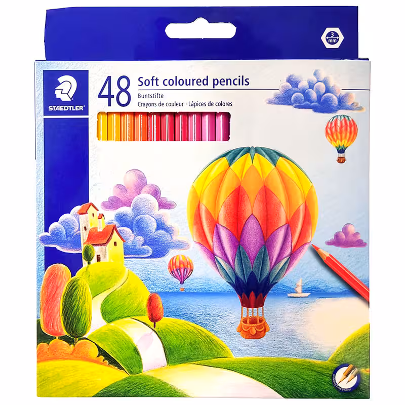 مداد رنگی 48 رنگ استدلر مدل Soft coloured pencils طرح بالنها کد 143C48LJ | چاوه