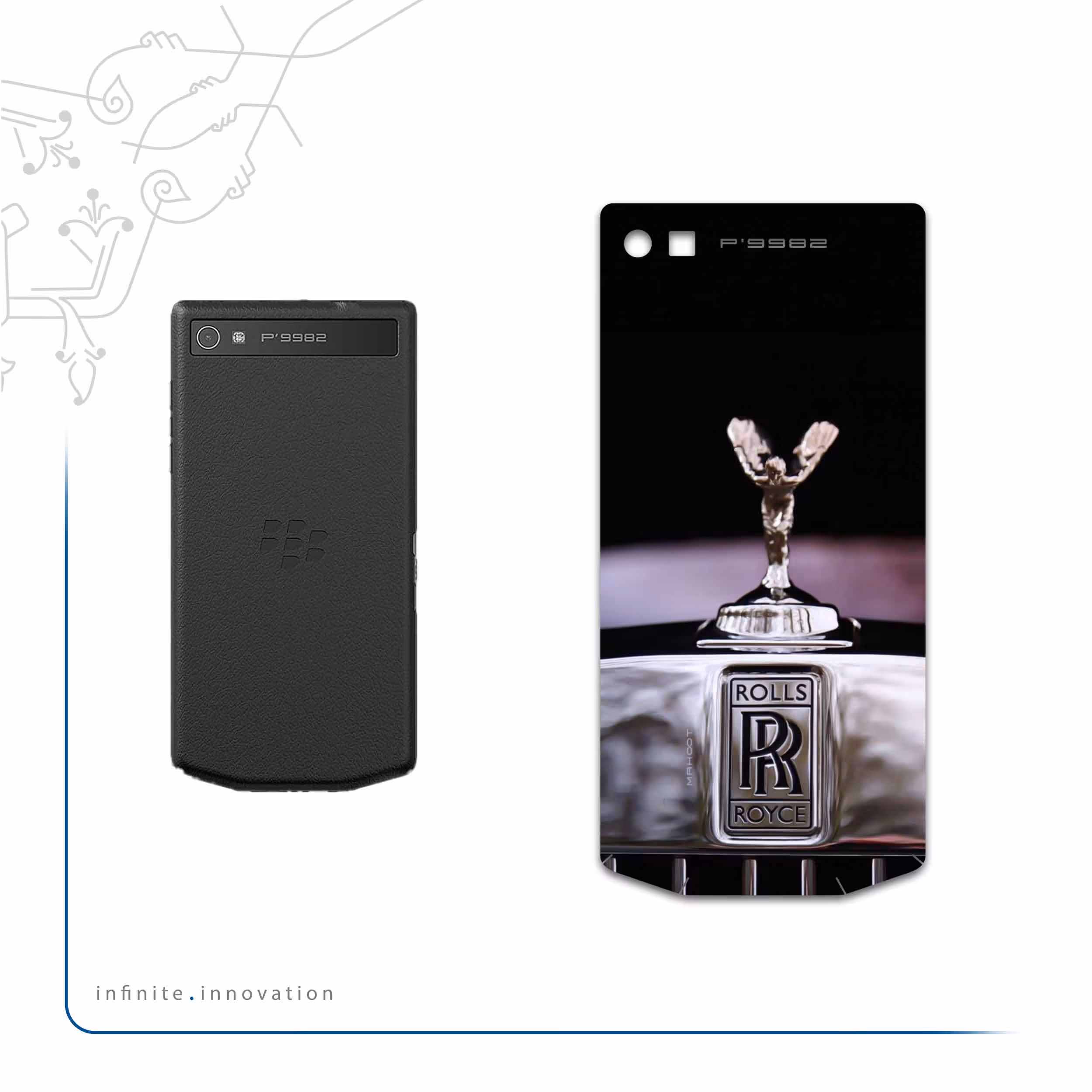 برچسب پوششی ماهوت مدل Rolls-Royce-Motor مناسب برای گوشی موبایل بلک بری P9982