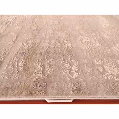  فرش ماشینی زمرد مشهد طرح کهنه نما مدل AN007 زمینه بژ 