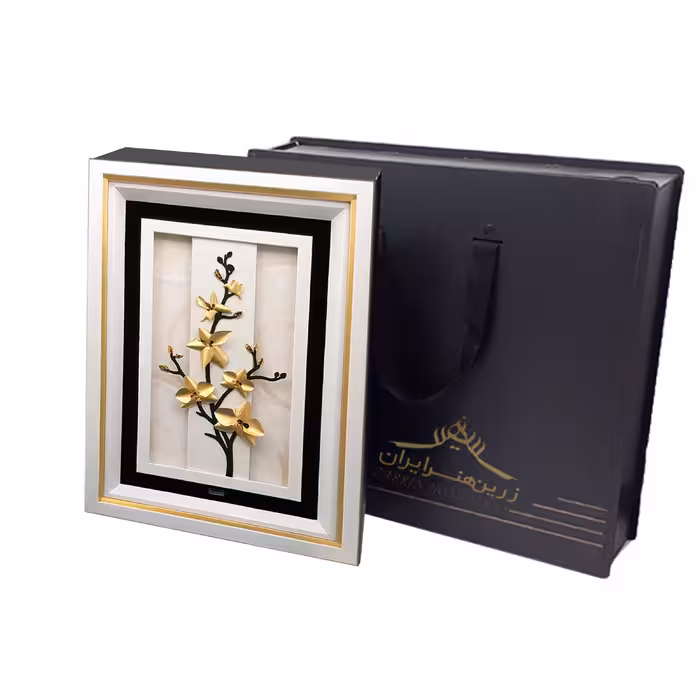  تابلو طلاکوب زرین هنر ایران مدل گل ارکیده